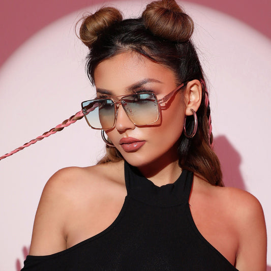 INS Internet Celebrity Catwalk Exquisita gafas de sol Moda