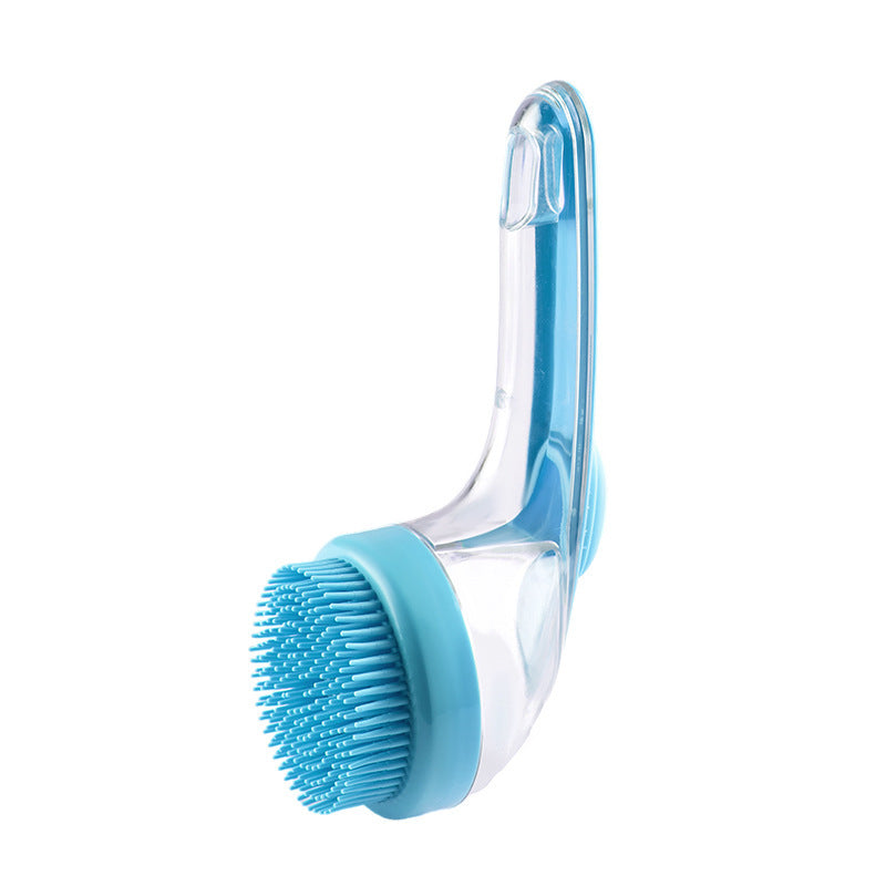 Cepillo para perros, gatos o mascotas,cepillo de limpieza de baño para mascotas..cepillo de baño de mascotas de mango largo. Aseo versátil con recipiente de champú de jabón para facilitar el rellenado.