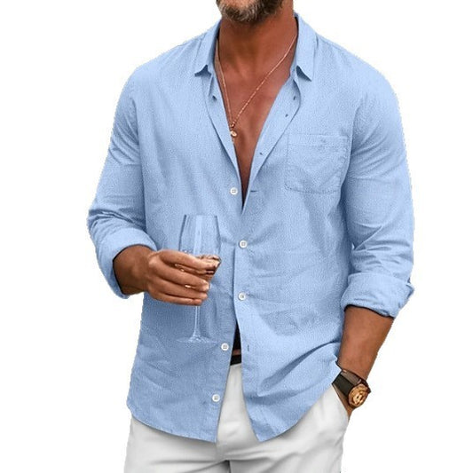 Camisa suelta de talla grande de hombre, camisa de manga larga