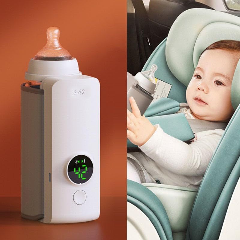 Calentador portátil de leche para el bebé. Carga USB, mantiene la temperatura constante de la leche o calienta el agua de la botella.