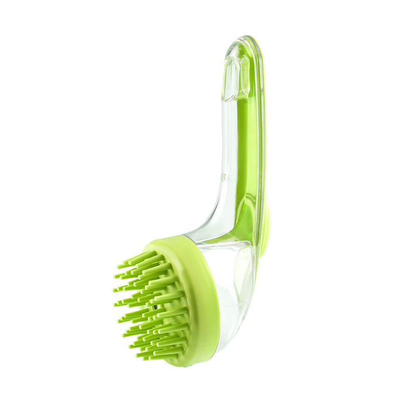 Cepillo para perros, gatos o mascotas,cepillo de limpieza de baño para mascotas..cepillo de baño de mascotas de mango largo. Aseo versátil con recipiente de champú de jabón para facilitar el rellenado.