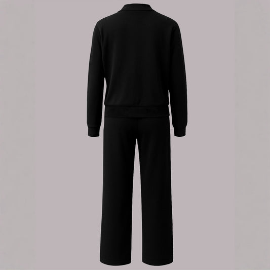 Conjunto de Dos Piezas para Mujer: Polera de Manga Larga en Combinación de Colores y Pantalones Rectos con Cintura Elástica