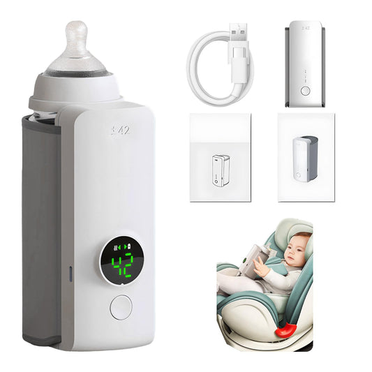 Calentador portátil de leche para el bebé. Carga USB, mantiene la temperatura constante de la leche o calienta el agua de la botella.
