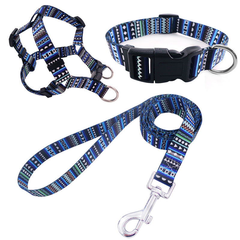 Collar para perro impreso en colores, incluye arnés collar y cuerda de paseo.