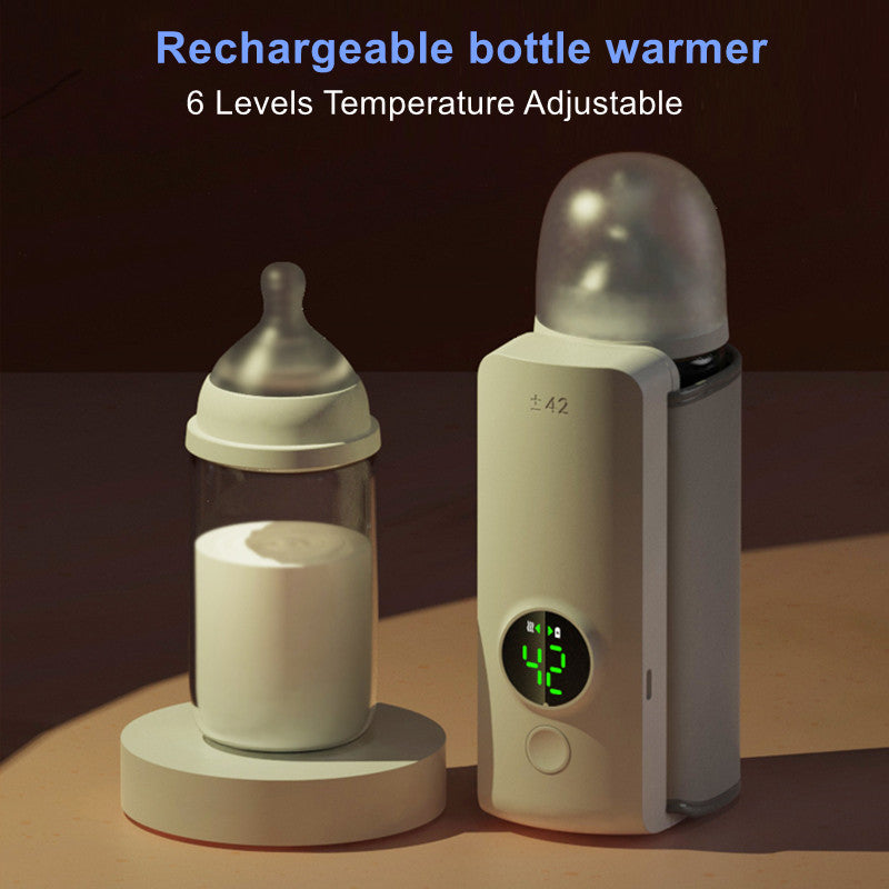 Calentador portátil de leche para el bebé. Carga USB, mantiene la temperatura constante de la leche o calienta el agua de la botella.