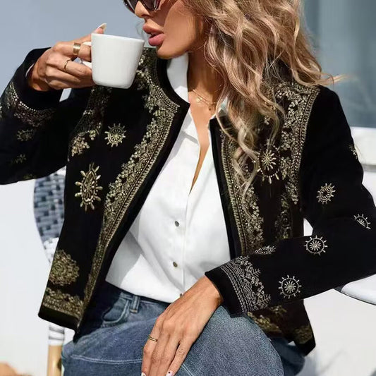 Cárdigan Tejido de Mujer con Estampado Geométrico y Frente Abierto