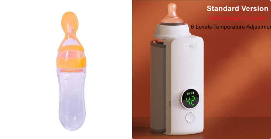Calentador portátil de leche para el bebé. Carga USB, mantiene la temperatura constante de la leche o calienta el agua de la botella.