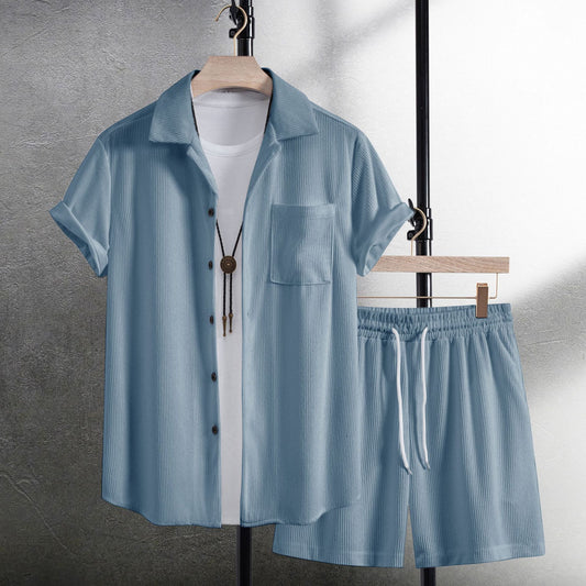 Camisa casual de verano Traje de pantalones de playa de manga corta