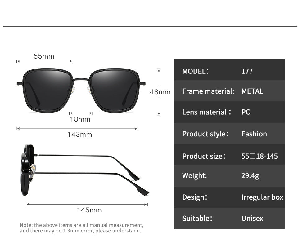 Gafas de sol para mujer Metal Vintage Square Steampunk
