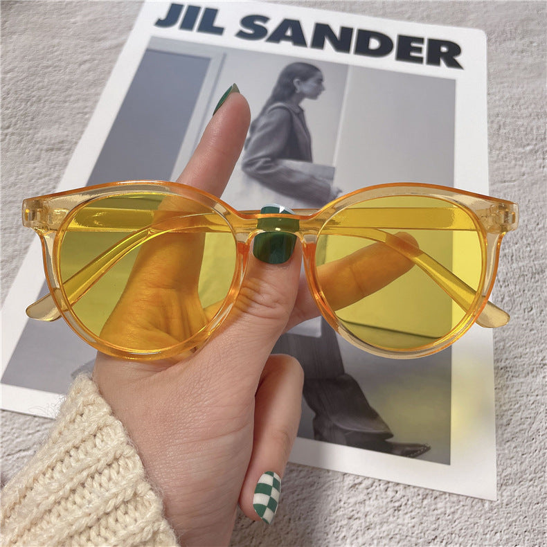 Gafas de sol de color caramelo de moda de buen aspecto marco redondo