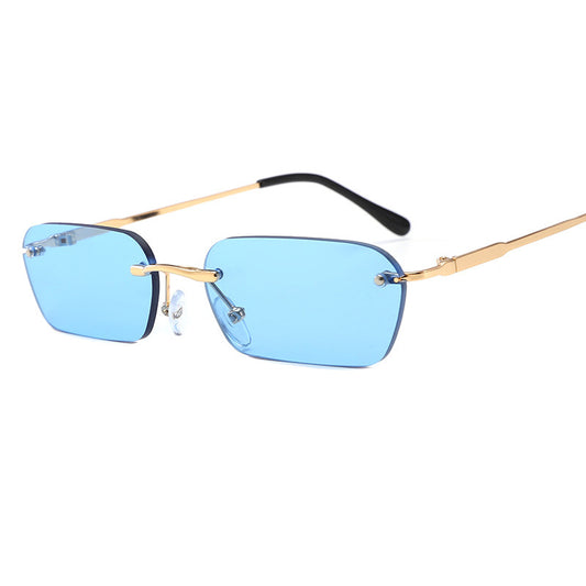 Compatible con Apple, Peekaboo gafas de sol rectangulares sin montura para mujer color claro accesorios de verano gafas de sol cuadradas para hombre tama?o peque?o uv400