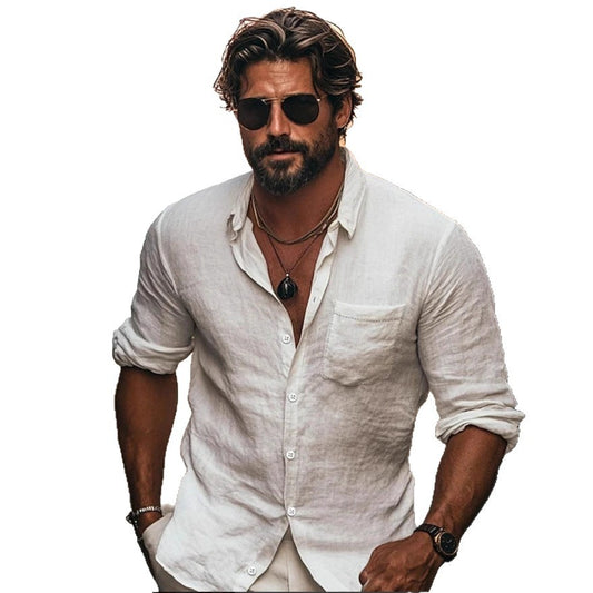 Camisa de hombre, bolsillo chino transpirable de manga larga