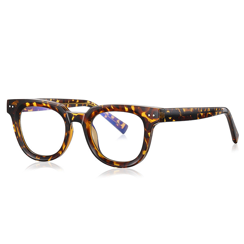 Gafas llanas retro simples remache anti-rayo azul marco
