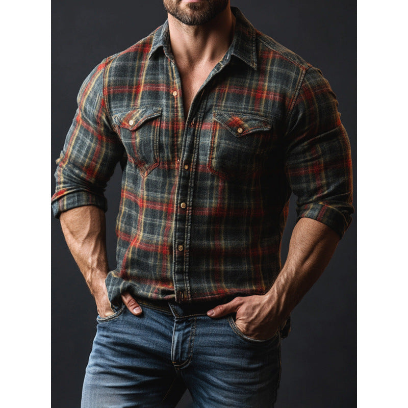 Camisa de bolsillo para hombre con vellón estampado