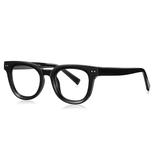 Gafas llanas retro simples remache anti-rayo azul marco