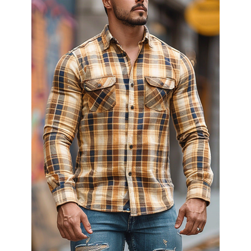 Camisa de bolsillo para hombre con vellón estampado
