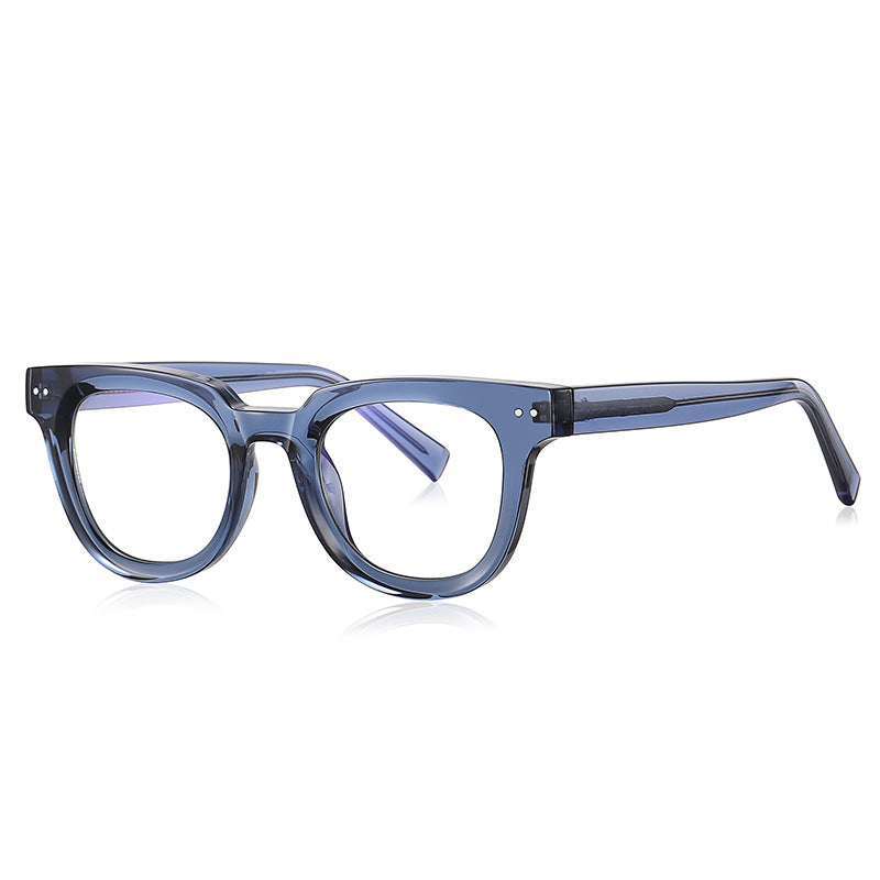 Gafas llanas retro simples remache anti-rayo azul marco