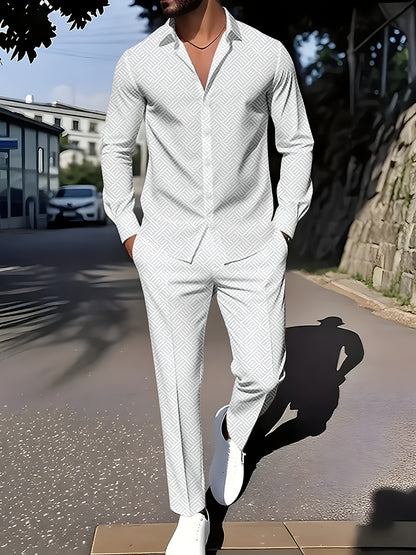 Primavera y otoño con una impresión de grano cuadrado a cuadros de otoño cómodo traje básico para hombres