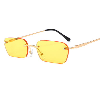 Compatible con Apple, Peekaboo gafas de sol rectangulares sin montura para mujer color claro accesorios de verano gafas de sol cuadradas para hombre tama?o peque?o uv400