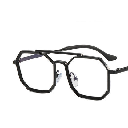 Lentes de Sol Retro Poligonales con Doble Puente