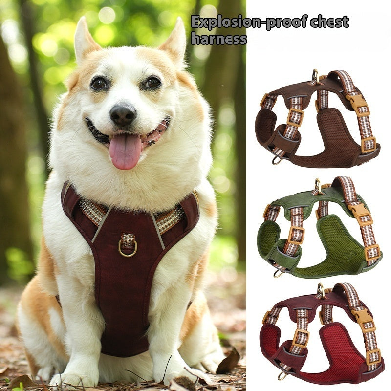 Harness de Cuero estilo Retro para Perro " Explosion -proof" reflectante