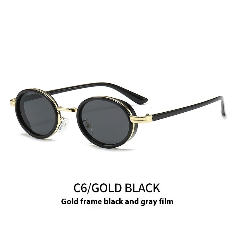 Estilo retro Steampunk Metal Oval Óvalo de marco pequeño gafas de sol de moda