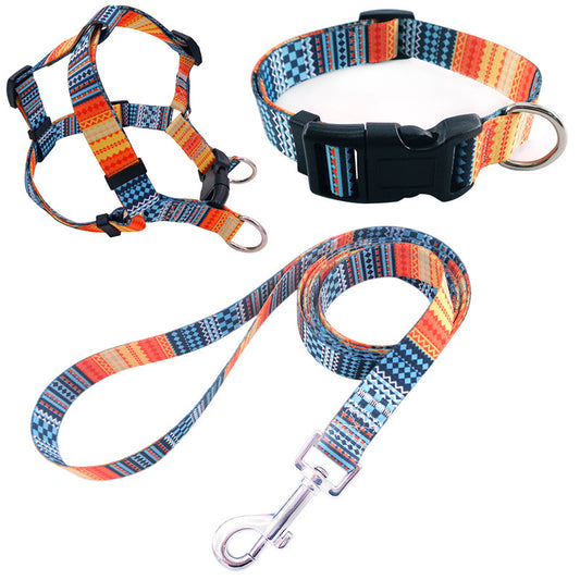 Collar para perro impreso en colores, incluye arnés collar y cuerda de paseo.
