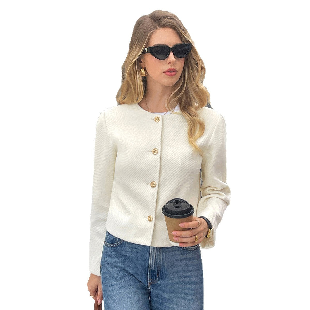 Solid Color Cardigan Long Sleeve Shirt Jacket Women