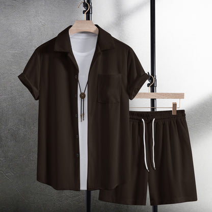 Camisa casual de verano Traje de pantalones de playa de manga corta