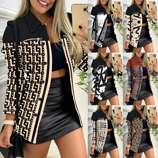 Zipper Color Matching Printing Lapel Small Coat