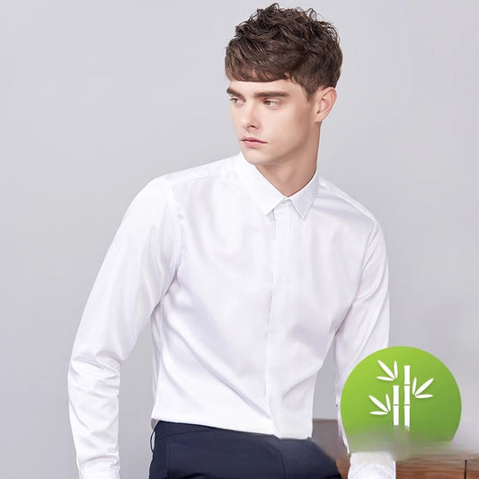 Camisa de negocios de estiramiento de otoño de manga larga para hombres