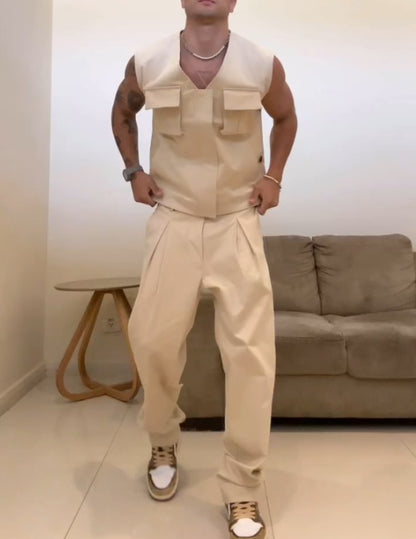 Chaleco de trabajo de moda masculino de 2 piezas