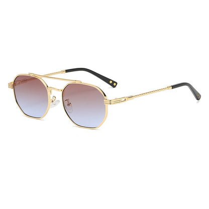 Gafas a la moda lentes octagonal doble haz