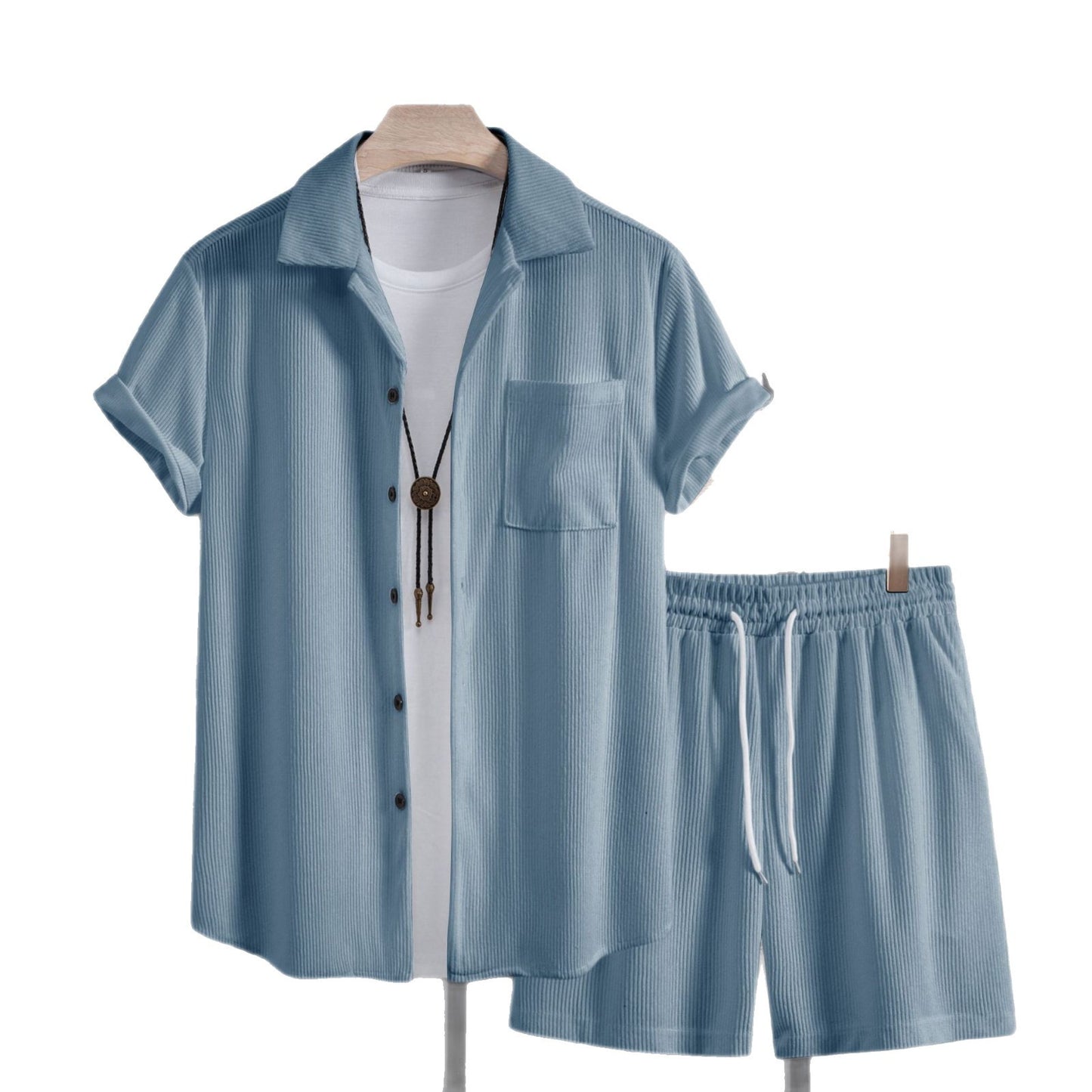 Camisa casual de verano Traje de pantalones de playa de manga corta