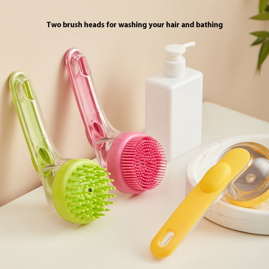 Cepillo para perros, gatos o mascotas,cepillo de limpieza de baño para mascotas..cepillo de baño de mascotas de mango largo. Aseo versátil con recipiente de champú de jabón para facilitar el rellenado.