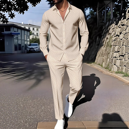 Primavera y otoño con una impresión de grano cuadrado a cuadros de otoño cómodo traje básico para hombres