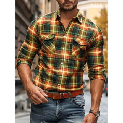 Camisa de bolsillo para hombre con vellón estampado