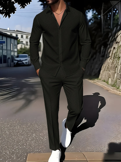 Primavera y otoño con una impresión de grano cuadrado a cuadros de otoño cómodo traje básico para hombres