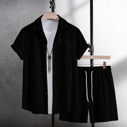 Camisa casual de verano Traje de pantalones de playa de manga corta
