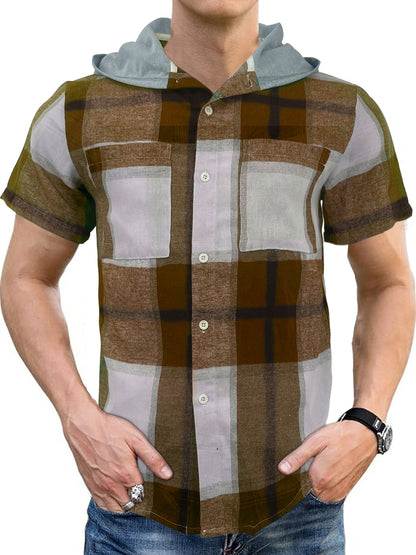Camisa a cuadros de manga corta casual