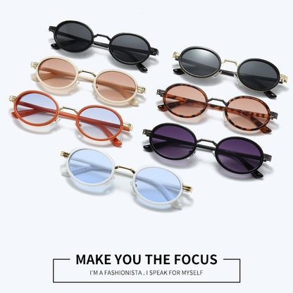 Estilo retro Steampunk Metal Oval Óvalo de marco pequeño gafas de sol de moda