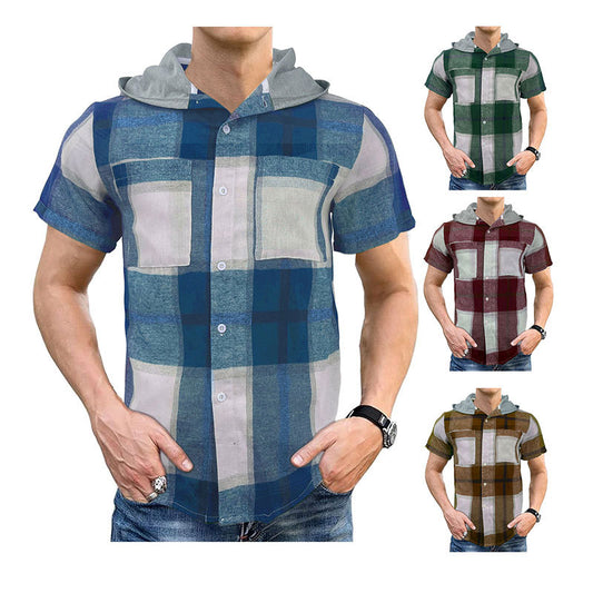 Camisa a cuadros de manga corta casual