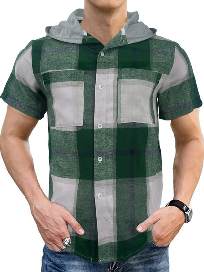 Camisa a cuadros de manga corta casual