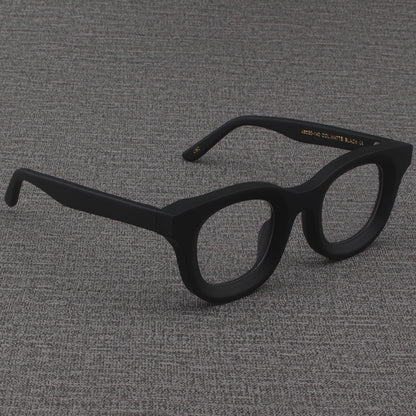 Cuadrado de borde ancho retro vidrios de marco negro grueso negro mate