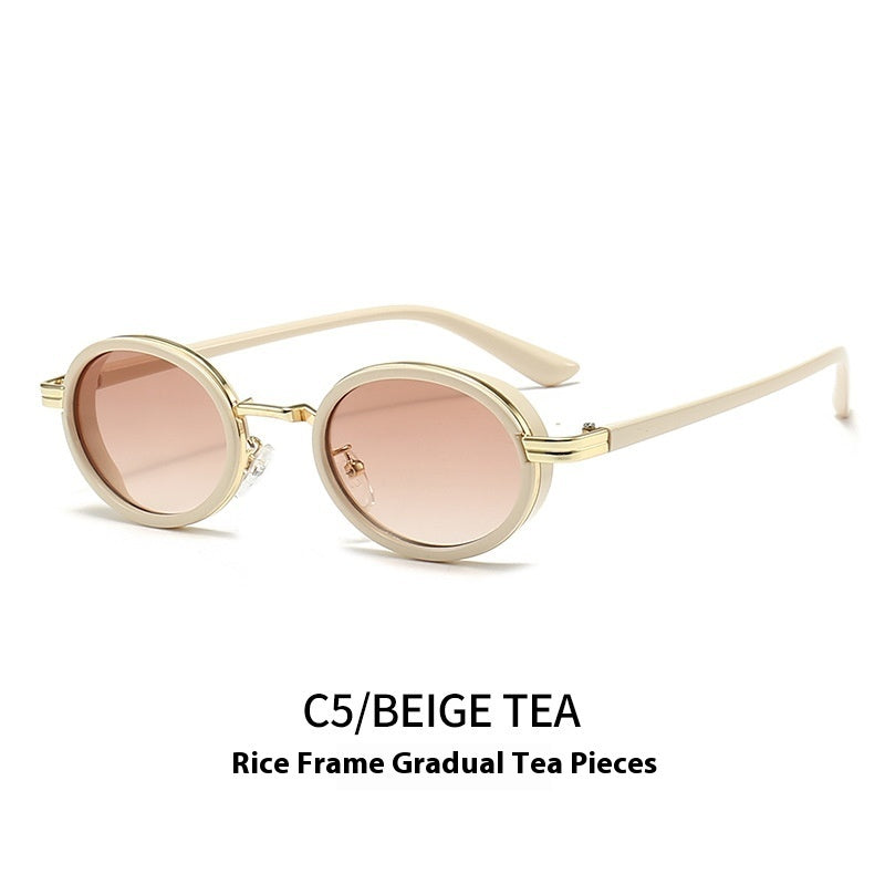 Estilo retro Steampunk Metal Oval Óvalo de marco pequeño gafas de sol de moda