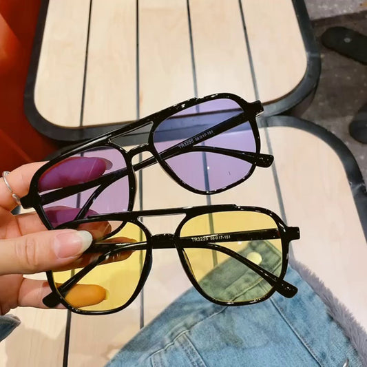 Retro TR Transparente gafas de sol amarillas hermosas