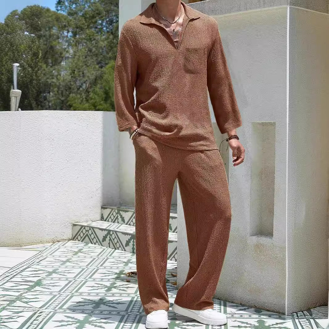 Traje de viaje de los nuevos pantalones de camisa casual para hombres