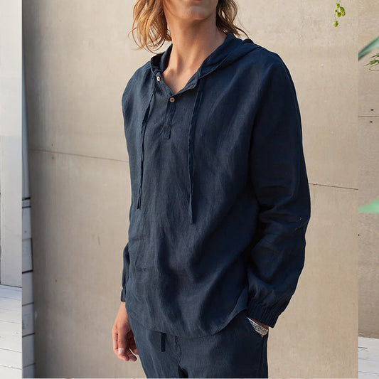 El otoño de lino para hombres, estilo casual manga larga.