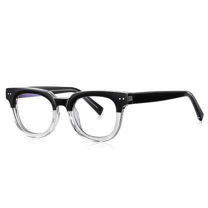 Gafas llanas retro simples remache anti-rayo azul marco