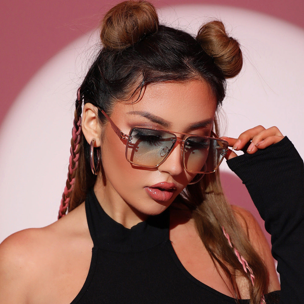 INS Internet Celebrity Catwalk Exquisita gafas de sol Moda